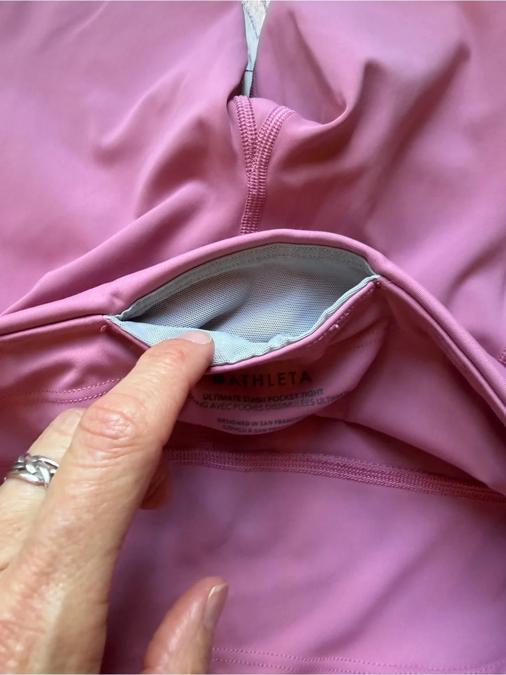 Athleta Ultimate Stash Pocket Tight Leggings Mauve Pink Small